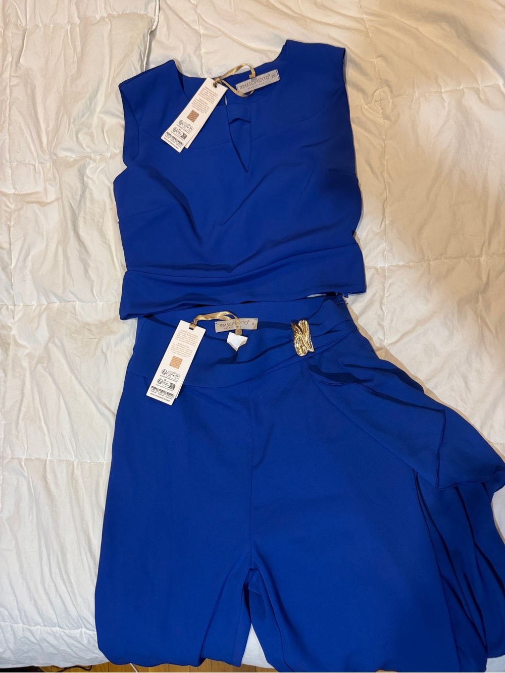 Rinascimento Blue Wide Pants (S) + Blouse (XS)